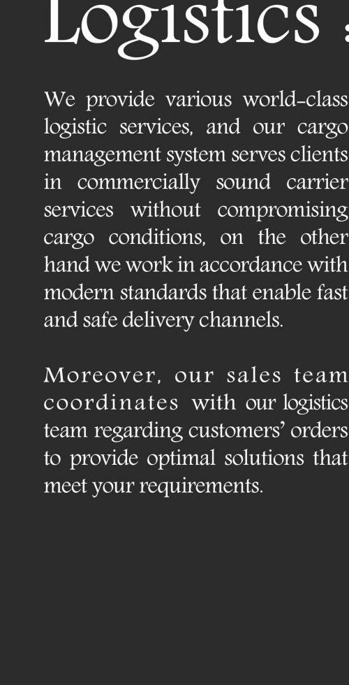 Logistics page from company profile